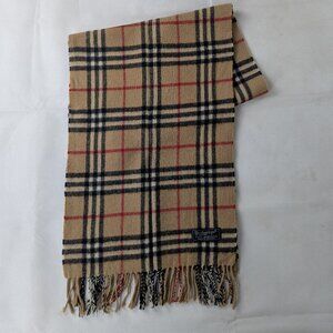 Authentic Burberry Classic Check Lambswool Scarf Beige Unisex Style